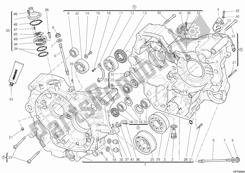 All parts for the Crankcase of the Ducati Hypermotard 1100 EVO 2012